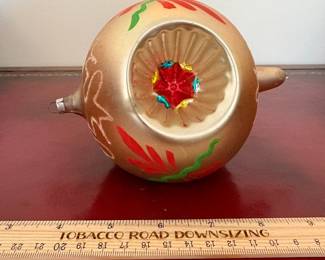 J18 - $40. Large Mercury Glass Ornament with Triple Indents. Measures 6.5" Tall.