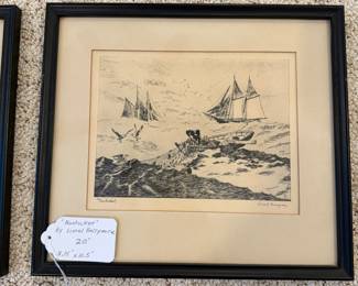 J122 - $80 Set. Signed Lithographs by Lionel Barrymore. Measures 11.75" x 10.5".