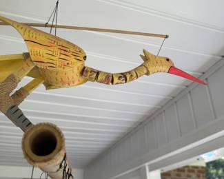 J89 - $25. Bamboo Crane Bird Wind Chime.