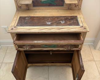J72 - $60. Hand Painted Wood Washstand. Measures 29.25" x 15.5" x 35.5".