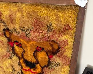 J185 - $40. Large Lion Latch Hook Wall Hanging. Measures 33" x 41".