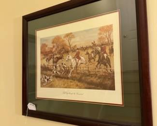 J178 - $35. "Full Cry through the Homestead" Measures 28" x 24".