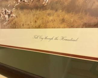 J178 - $35. "Full Cry through the Homestead" Measures 28" x 24".