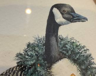 J125 - $25. Nancy Cunningham Goose Watercolor. Measures 11.5" W x 13" Tall.