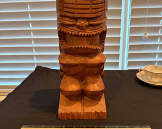 J79 - $20. Hand Carved Wood Tiki Figure.