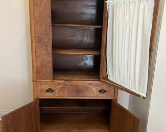 J170 - $175. Antique J. B. Van Sciver Co. Cabinet Pie Safe. Has some scratches and marks and the drawer sticks but is fully functional. Measures 36" W x 16.5" D x 65" Tall.