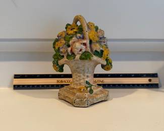 J118 - $60. Basket of Flowers Cast Iron Door Stop.