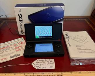 J26 - $100. Nintendo DS Lite Cobalt Blue with Box, Charger and Manuals. Like New.