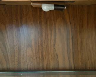 J71 - $60. Vintage Lighted Curio Cabinet. Measures 41.5" x 14.25" x 30.25".