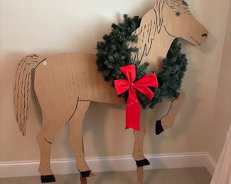J144 - $30. Wooden Horse Yard Decoration.