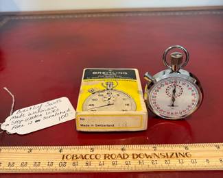 J27 - $100. Breitling Swiss Made Wakmann Stop Watch. Works. Face has some scuffs.