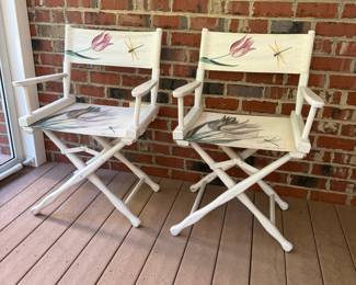 J86 - $50. Pair of Gold Metal Director's Chairs.