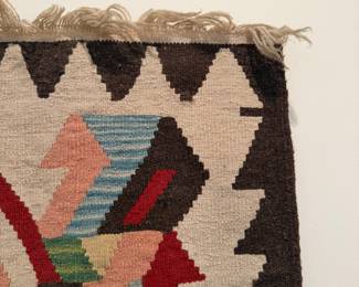 J116 - $125. Turkish Killim Santa Wall Hanging. Measures 33" W x 47" Tall.