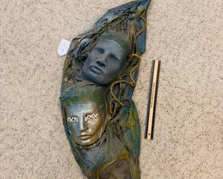 J120 - $60. Miguel Camo "Meditation" Paper Mache Art. Measures 15" W x 30" Tall.