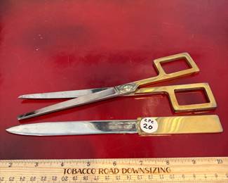 J102 - $20. Vintage German Letter Opener and Scissor Set.