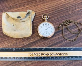 J192 - $200. Waltham Crescent Street Pocket Watch. 21 Jewels. Gold Filled.