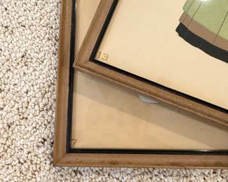 J183 - $20. Pair of Prints by Emile Gallois. Measures 13" x 17" framed.