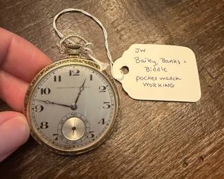 J200 - $1250. Bailey, Banks & Biddle Pocket Watch - 14kt gold case. Working!