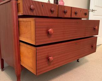 J74 - $225. Beautiful Antique Dresser with Mirror. Excellent Condition - all drawers slide. Measures 43" W x 21.5" D x 68" Tall.