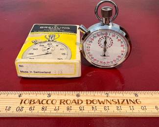 J27 - $100. Breitling Swiss Made Wakmann Stop Watch. Works. Face has some scuffs.