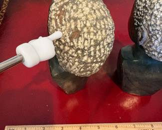 J33 - $20. African Hand Carved Stone Male and Female Busts. One has a chipped head.