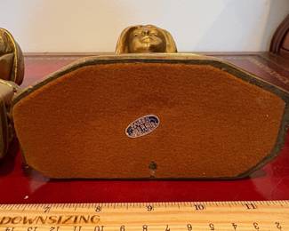 J34 - $80. Vintage Dante & Beatrice Pompeian Solid Brass Bookends. Paint is chipping.
