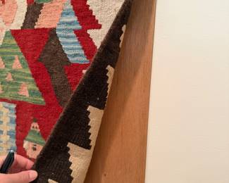 J116 - $125. Turkish Killim Santa Wall Hanging. Measures 33" W x 47" Tall.