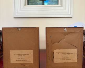 J12 - $50. Pair of Small Vintage Carl Roth Oil Paintings. Each Measures 5" W x 6.5" Tall.