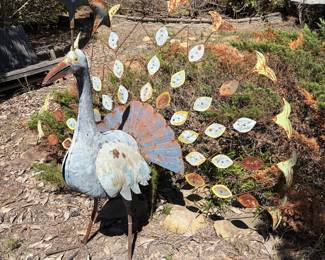 J168 - $85. Large Metal Peacock. Measures 68" W x 40" D X 54.5" Tall.