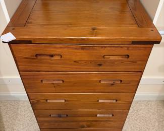 J99 - $95. Solid Wood Dresser. Measures 29.25" W x 20.5" D x 49" Tall.