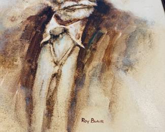 J124 - $225. Roy Blair Original Cowboy Painting. Measures 23" W x 27" Tall.