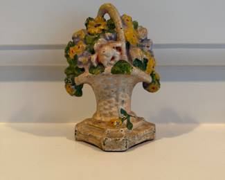 J118 - $60. Basket of Flowers Cast Iron Door Stop.