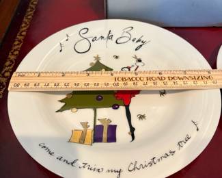 J35 - $30. 8 Pc. Pottery Barn Santa Baby Salad Plate Set. Measures 8" Diameter.