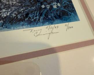J127 - $35. Nancy Cunningham Signed and Number Print. Number 11/300. Measures 30.5" W x 23.5" Tall.