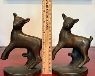 J29 - $60. Bronze Lamb Bookends. #496 Made in the USA.