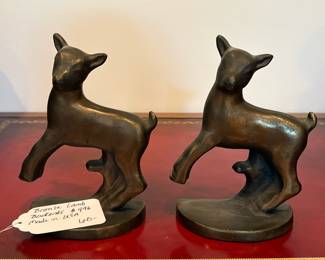 J29 - $60. Bronze Lamb Bookends. #496 Made in the USA.