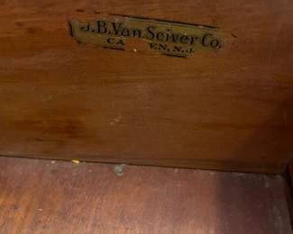 J170 - $175. Antique J. B. Van Sciver Co. Cabinet Pie Safe. Has some scratches and marks and the drawer sticks but is fully functional. Measures 36" W x 16.5" D x 65" Tall.