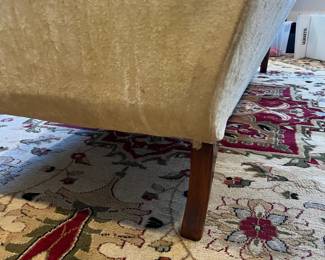 J138 - $175. French 19th Century Neo-Classical Mahogany Velvet Upholstered Couch. Measures 77.75” W x 32” W x 30” Tall.