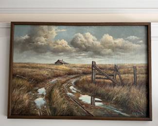 J1 - $425. 1970's Roy Reese Realist Landscape - Original Painting. Measures 37" W x 25.5" Tall. Excellent Condition.