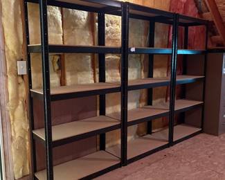 J91 - $30 each. Metal Shelves. 3 Available. Measures 35.5" W x 16" D x 72" Tall.