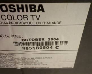 J76 - $300. 2004 24" Toshiba Color TV with Remote. Model 24AF44.