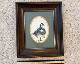 J125 - $25. Nancy Cunningham Goose Watercolor. Measures 11.5" W x 13" Tall.