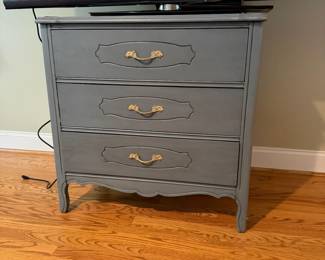 J134 - $65. Painted Wood Dresser. Measures 30” W x 17” D x 30” Tall.
