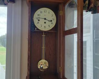 Hermle wall clock with Westminster Chimes, working and keeping time.