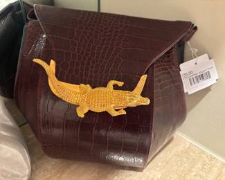 Vtg Leather Alligator Purse
