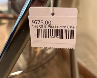 Set of 5 Plia Lucite Chairs
