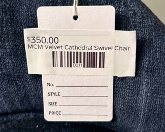 MCM Velvet Cathedral Swivel Chair