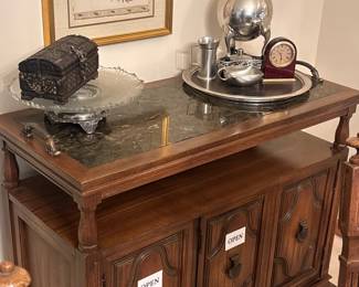 Vtg Wooden Bar Cart Buffet