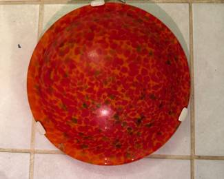 Orange & red art glass saucer for flush ceiling mount chandelier, 13.5"W, was $295, NOW $175