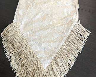 Nordstrom heavy lined, luxury fringed table runner, 1 available, 18"W x 81"L, (Retail $158), was $40, NOW $25